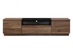Móvel De Tv|Vente-unique Móvel de TV com 2 portas, 1 gaveta e 1 nicho - Castanho escuro e Preto - CEMILINA Preto / Natural escuro