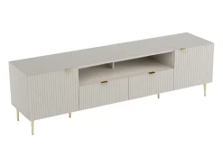 Vente-unique Móvel de TV com 2 portas, 2 gavetas e 2 nichos MDF e aço e dourado - YESINIA^ Móvel De Tv
