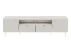 Vente-unique Móvel de TV com 2 portas, 2 gavetas e 2 nichos MDF e aço e dourado - YESINIA^ Móvel De Tv