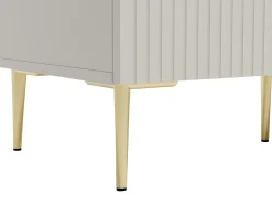 Vente-unique Móvel de TV com 2 portas, 2 gavetas e 2 nichos MDF e aço e dourado - YESINIA^ Móvel De Tv