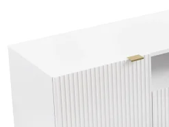 Móvel De Tv*Vente-unique Móvel de TV com 2 portas, 2 gavetas e 2 nichos em MDF e aço e dourado YESINIA Branco