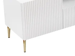 Móvel De Tv*Vente-unique Móvel de TV com 2 portas, 2 gavetas e 2 nichos em MDF e aço e dourado YESINIA Branco