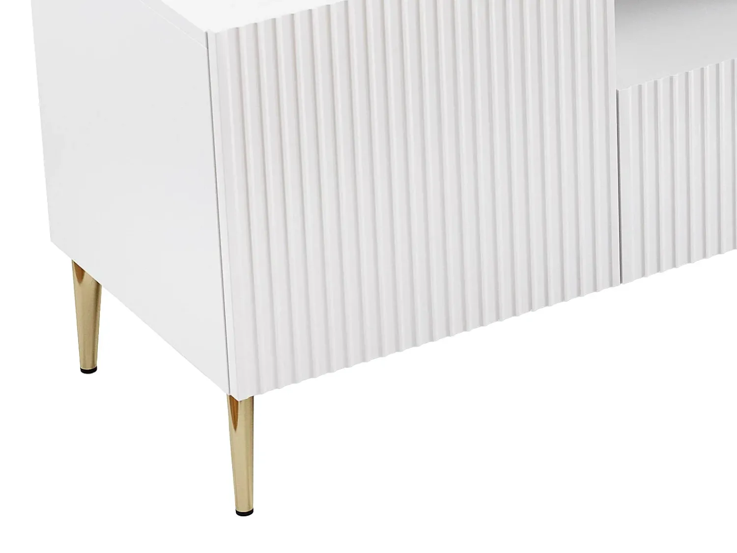 Móvel De Tv*Vente-unique Móvel de TV com 2 portas, 2 gavetas e 2 nichos em MDF e aço e dourado YESINIA Branco