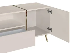 Móvel De Tv*Vente-unique Móvel de TV com 2 portas, 1 gaveta e 1 prateleira - Bege e Dourado - MARZIALO Bege / Dourado