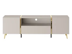 Móvel De Tv*Vente-unique Móvel de TV com 2 portas, 1 gaveta e 1 prateleira - Bege e Dourado - MARZIALO Bege / Dourado
