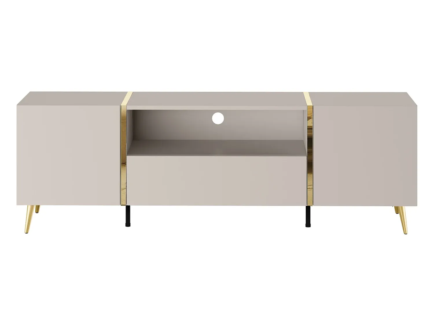 Móvel De Tv*Vente-unique Móvel de TV com 2 portas, 1 gaveta e 1 prateleira - Bege e Dourado - MARZIALO Bege / Dourado
