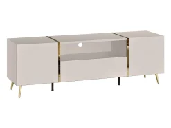 Móvel De Tv*Vente-unique Móvel de TV com 2 portas, 1 gaveta e 1 prateleira - Bege e Dourado - MARZIALO Bege / Dourado
