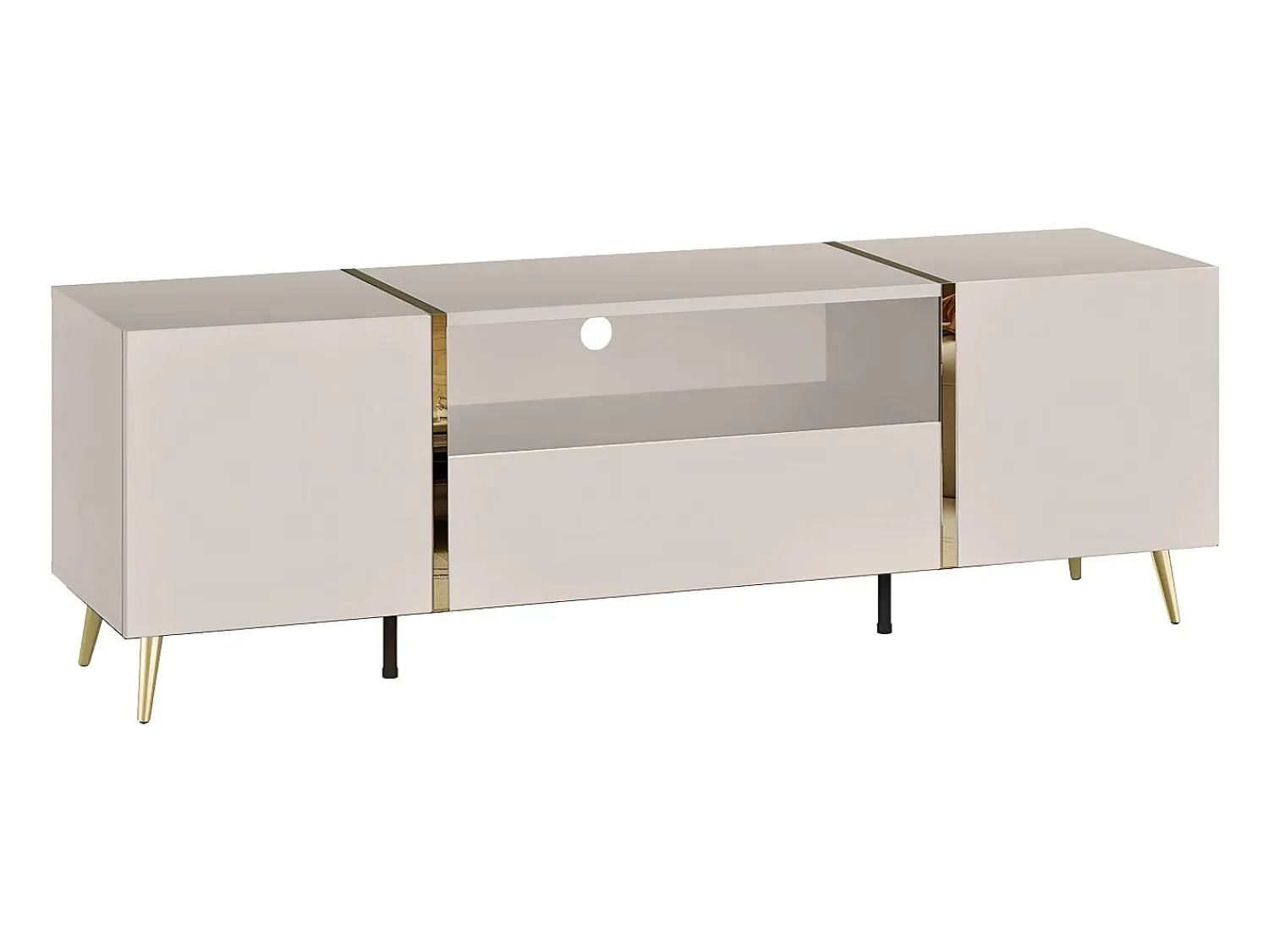Móvel De Tv*Vente-unique Móvel de TV com 2 portas, 1 gaveta e 1 prateleira - Bege e Dourado - MARZIALO Bege / Dourado