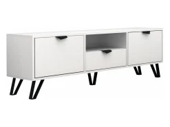 Móvel De Tv|Vente-unique Móvel de TV com 2 portas, 1 gaveta e 1 nicho e preto - CARDELIA Branco