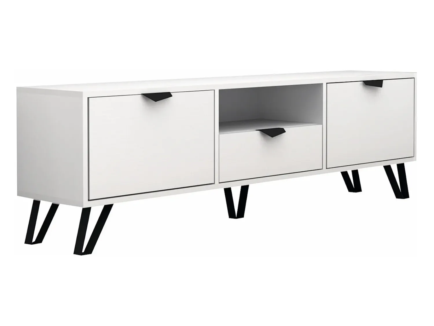 Móvel De Tv|Vente-unique Móvel de TV com 2 portas, 1 gaveta e 1 nicho e preto - CARDELIA Branco