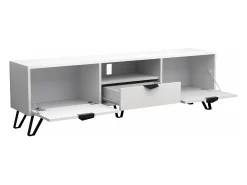 Móvel De Tv|Vente-unique Móvel de TV com 2 portas, 1 gaveta e 1 nicho e preto - CARDELIA Branco