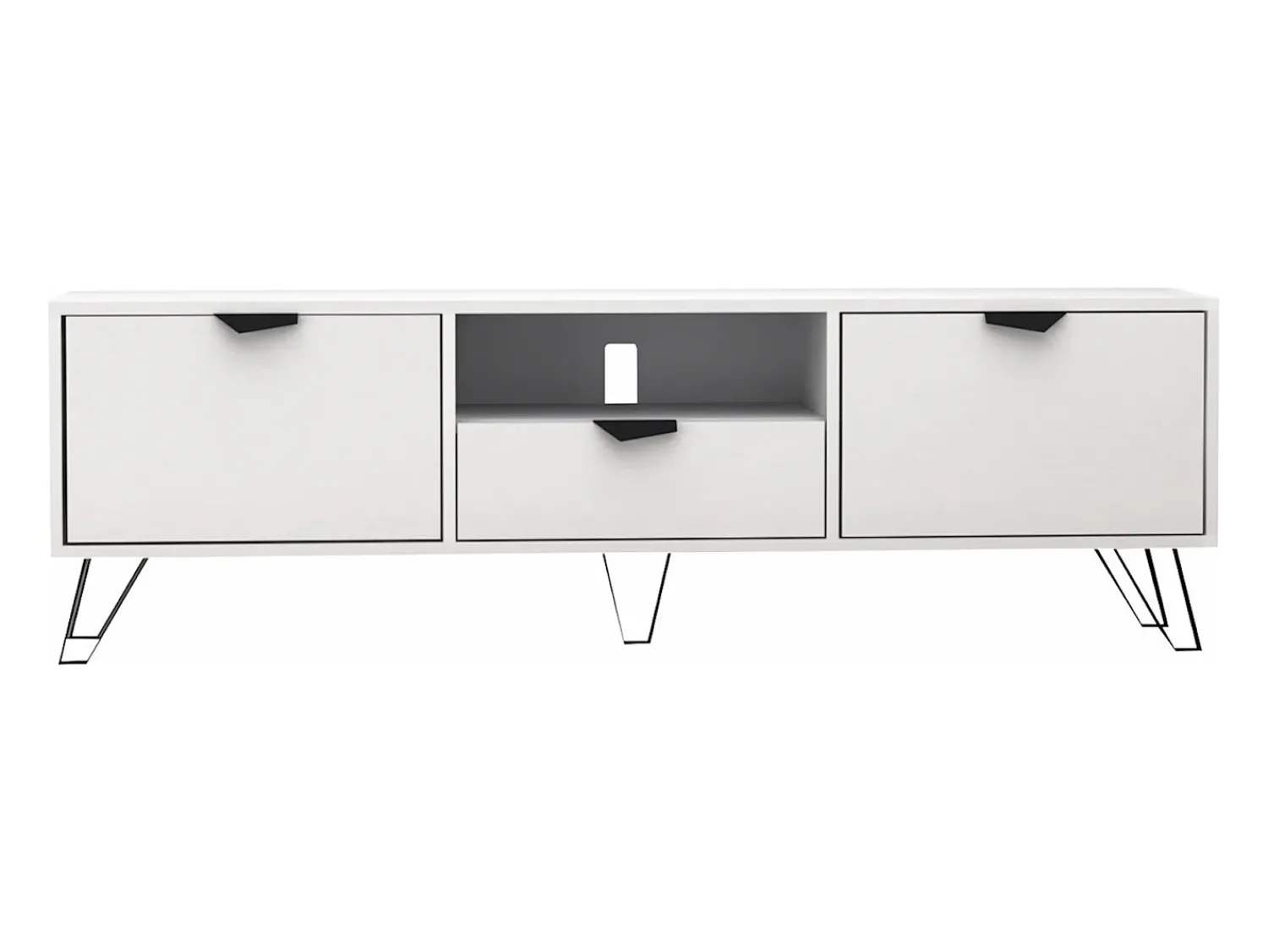 Móvel De Tv|Vente-unique Móvel de TV com 2 portas, 1 gaveta e 1 nicho e preto - CARDELIA Branco