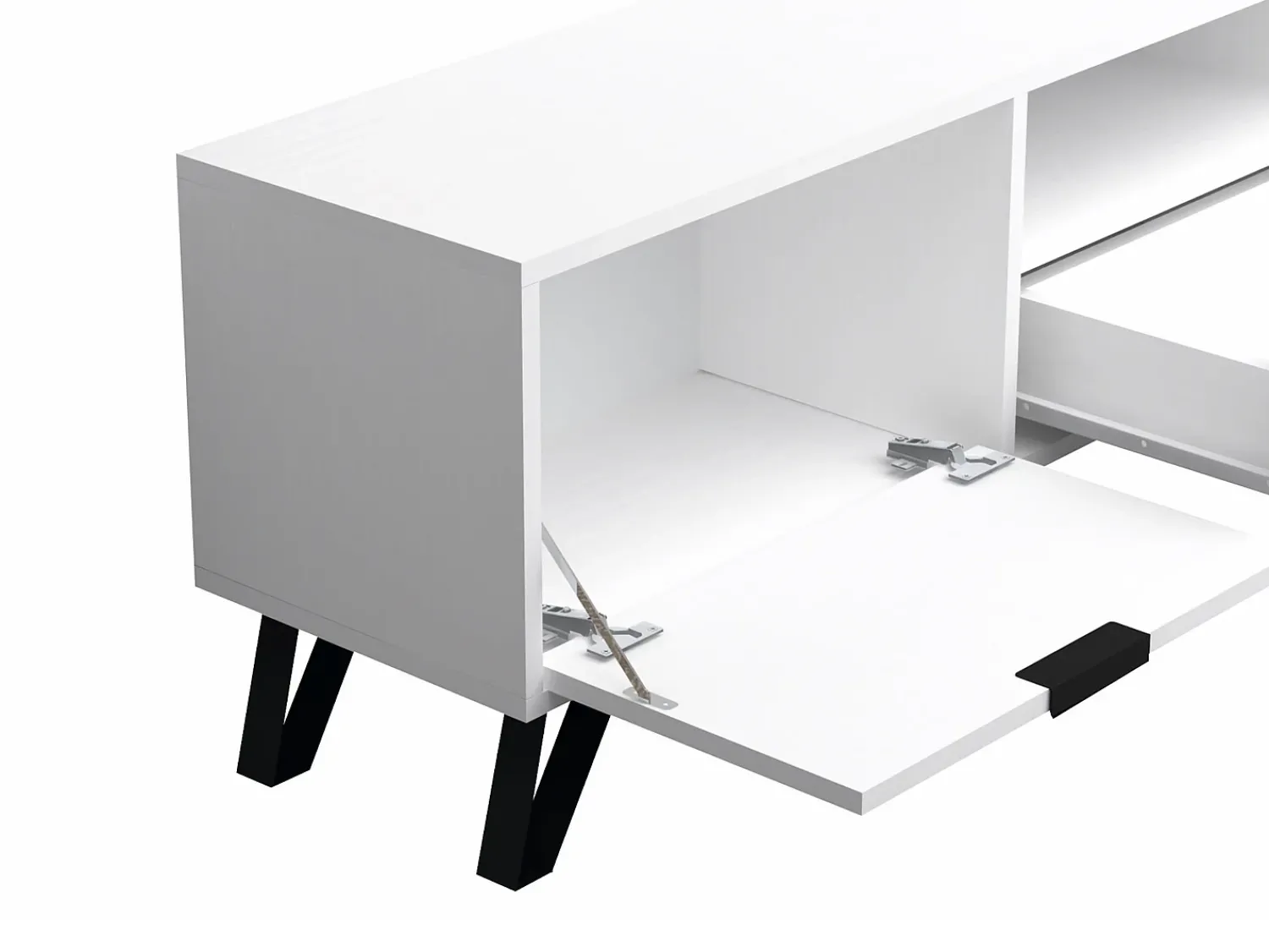 Móvel De Tv|Vente-unique Móvel de TV com 2 portas, 1 gaveta e 1 nicho e preto - CARDELIA Branco