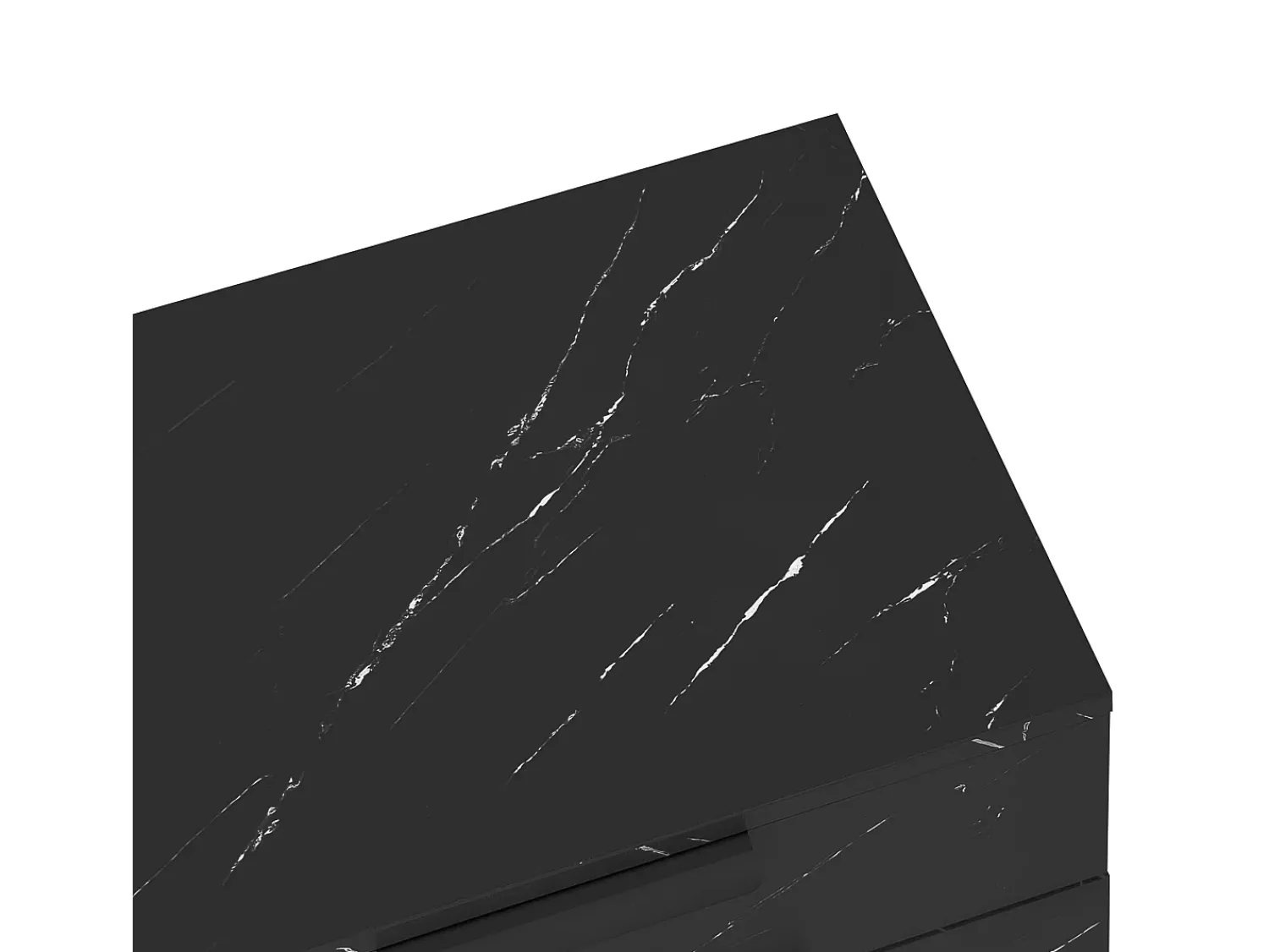Hauss Spole Móvel de TV com 2 portas, 2 gavetas e 2 nichos, LED incluído, em folheado de mármore e madeira escura - 200x38x50cm^ Móvel De Tv