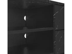 Hauss Spole Móvel de TV com 2 portas, 2 gavetas e 2 nichos, LED incluído, em folheado de mármore e madeira escura - 200x38x50cm^ Móvel De Tv