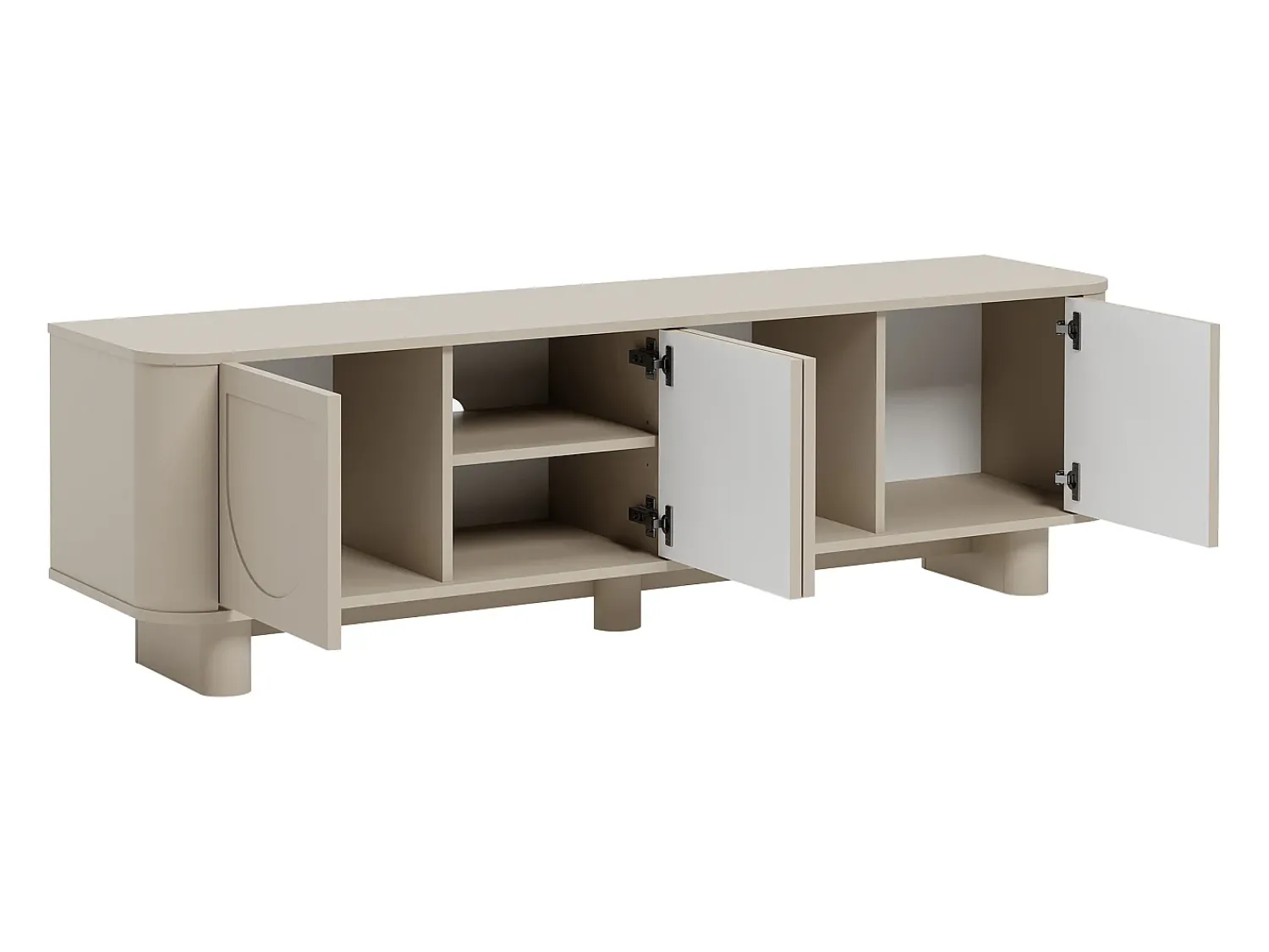 Clearance Vente-unique Móvel de TV com 4 portas - - BRISTANA Taupe