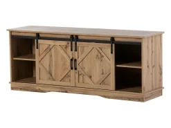 Móvel De Tv*Merax Móvel de TV com 2 portas de correr - prateleiras reguláveis - para sala de estar, sala de jantar - estilo clássico - Castanho