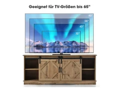 Móvel De Tv*Merax Móvel de TV com 2 portas de correr - prateleiras reguláveis - para sala de estar, sala de jantar - estilo clássico - Castanho