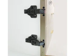Móvel De Tv*Hauss Spole Móvel de TV com 2 portas de vidro temperado marrom e 4 gavetas, tampo em folheado de mármore , corpo e dourado Branco