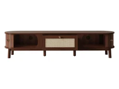 Móvel De Tv|Merax Móvel de TV com 2 portas de correr de vime e uma gaveta - 170 x 39,5 x 38 cm - Aglomerado - Natural Natural claro