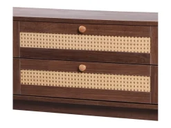 Móvel De Tv*Hauss Spole Móvel de TV com 2 portas de correr e 2 gavetas em rattan, folheado a madeira castanha Castanho