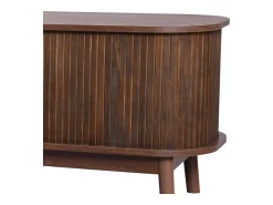Móvel De Tv*Hauss Spole Móvel de TV com 2 portas de correr e 2 gavetas em rattan, folheado a madeira castanha Castanho