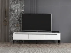 Móvel De Tv*Vente-unique Móvel de TV com 3 portas de cor branca - MINALYA Branco