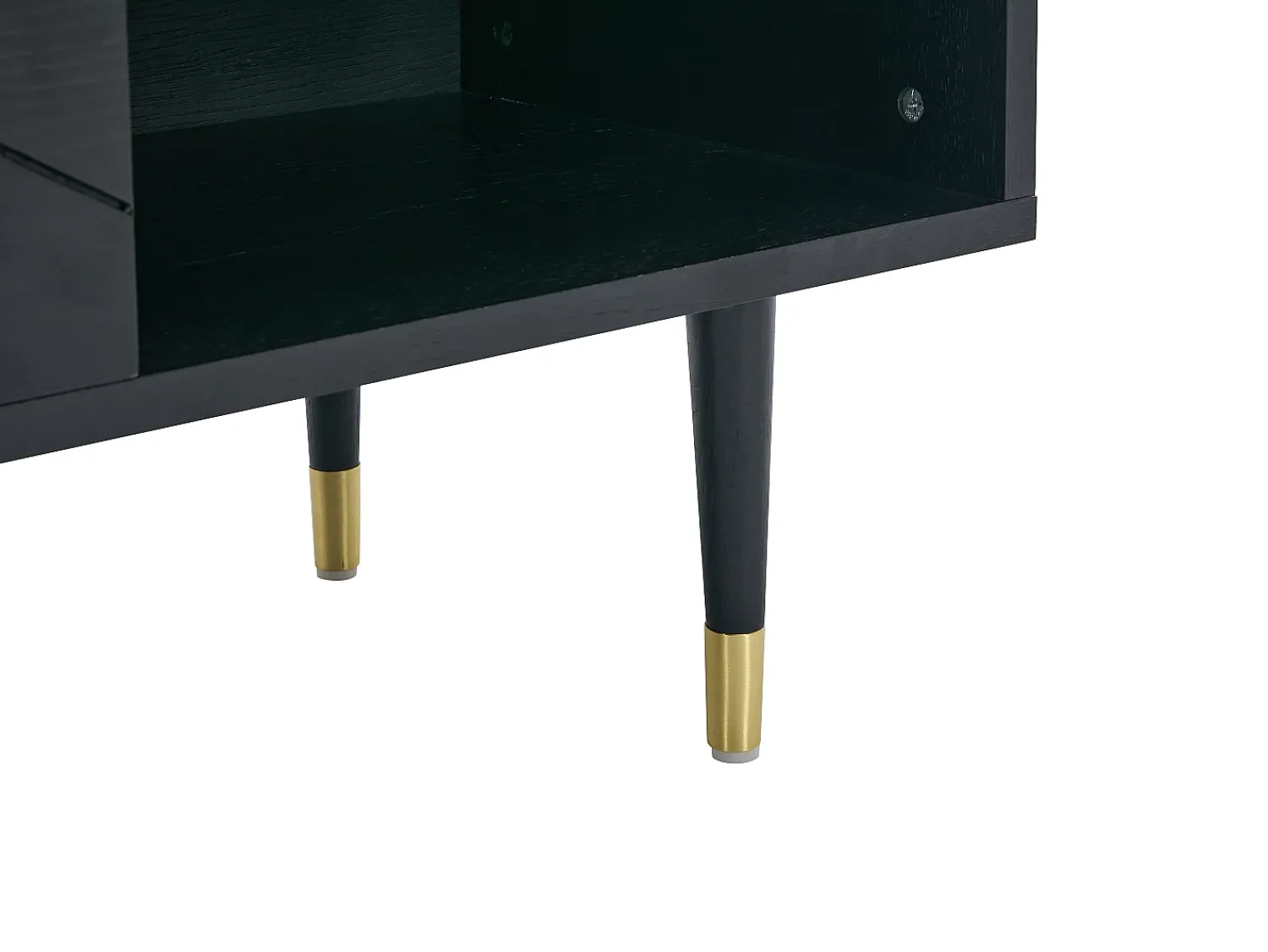 Móvel De Tv|Vente-unique Móvel de TV com 2 portas e 2 nichos folha de carvalho preto e dourado - PARIOMA Preto / Dourado