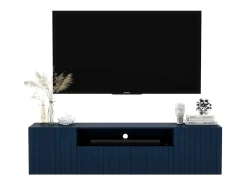 Móvel De Tv* Móvel de TV com 3 portas e nicho - Corpo -marinho mate, frentes frisadas -marinho mate - 150 cm Azul