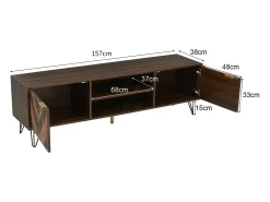 Clearance Merax Móvel de TV com 2 portas e 2 nichos - Aglomerado de madeira - Pernas de ferro - cor natural Natural claro
