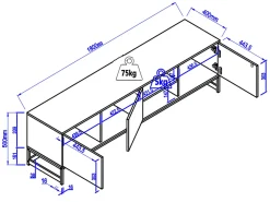 Móvel De Tv|Vente-unique Móvel de TV com 3 portas e 2 nichos em MDF - Natural e preto - CARATANA Preto / Natural escuro