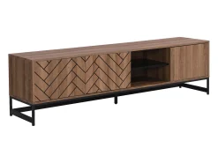 Móvel De Tv|Vente-unique Móvel de TV com 3 portas e 2 nichos em MDF - Natural e preto - CARATANA Preto / Natural escuro