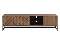 Móvel De Tv|Vente-unique Móvel de TV com 3 portas e 2 nichos em MDF - Natural e preto - CARATANA Preto / Natural escuro