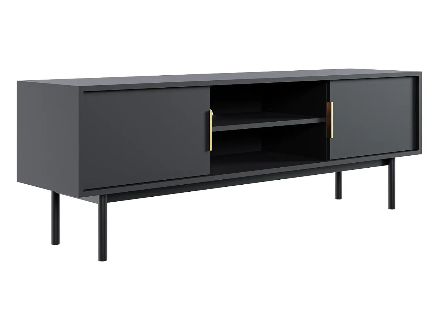 Móvel De Tv*Vente-unique Móvel de TV com 2 portas e 2 nichos cor preta - DABRIANA Preto