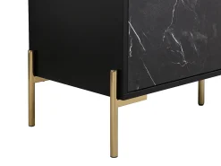 Móvel De Tv|Vente-unique Móvel de TV com 2 portas e 2 nichos MDF e metal efeito mármore e dourado - CIEMILA Preto