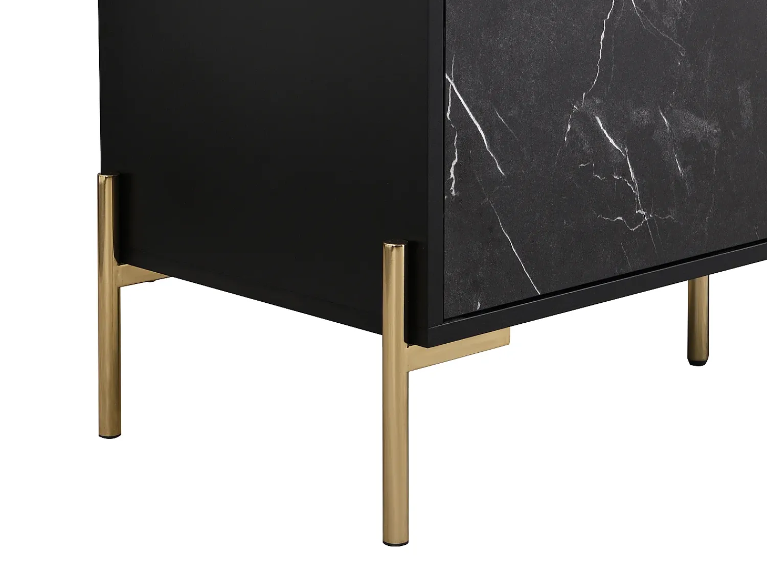 Móvel De Tv|Vente-unique Móvel de TV com 2 portas e 2 nichos MDF e metal efeito mármore e dourado - CIEMILA Preto