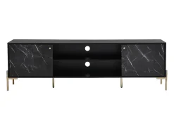 Móvel De Tv|Vente-unique Móvel de TV com 2 portas e 2 nichos MDF e metal efeito mármore e dourado - CIEMILA Preto