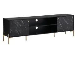 Móvel De Tv|Vente-unique Móvel de TV com 2 portas e 2 nichos MDF e metal efeito mármore e dourado - CIEMILA Preto