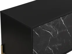 Móvel De Tv|Vente-unique Móvel de TV com 2 portas e 2 nichos MDF e metal efeito mármore e dourado - CIEMILA Preto