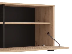 Vente-unique Móvel de TV com 3 portas e 3 nichos natural claro e preto - BELUTZY^ Móvel De Tv