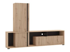Vente-unique Móvel de TV com 3 portas e 3 nichos natural claro e preto - BELUTZY^ Móvel De Tv