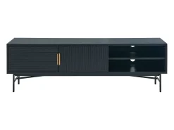 Vente-unique Móvel de TV com 2 portas e 2 nichos folha de carvalho e metal preto e dourado - SIRIOLA^ Móvel De Tv