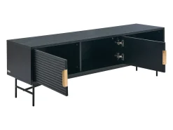 Vente-unique Móvel de TV com 2 portas e 2 nichos folha de carvalho e metal preto e dourado - SIRIOLA^ Móvel De Tv