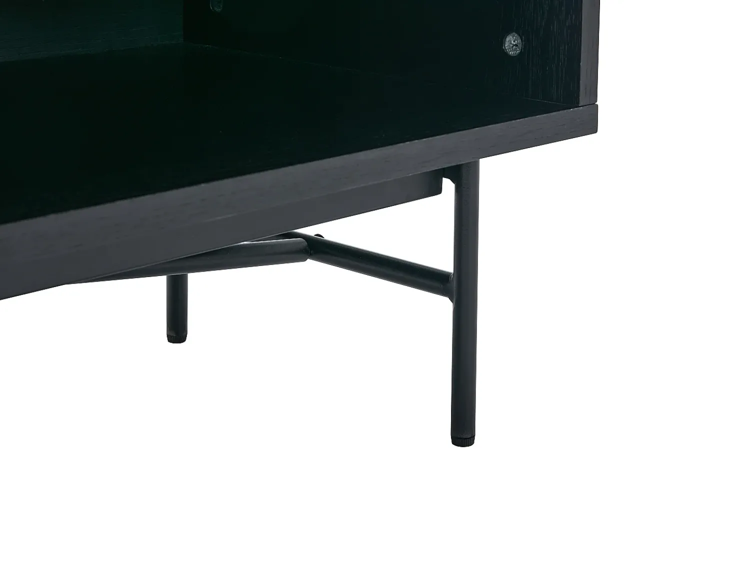 Vente-unique Móvel de TV com 2 portas e 2 nichos folha de carvalho e metal preto e dourado - SIRIOLA^ Móvel De Tv