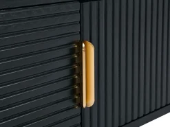 Vente-unique Móvel de TV com 2 portas e 2 nichos folha de carvalho e metal preto e dourado - SIRIOLA^ Móvel De Tv