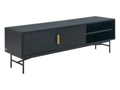 Vente-unique Móvel de TV com 2 portas e 2 nichos folha de carvalho e metal preto e dourado - SIRIOLA^ Móvel De Tv