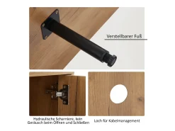Móvel De Tv|Merax Móvel de TV com 3 portas e 3 nichos abertos - 180 x 40 x 50 cm - Aglomerado - Marrom e Preto
