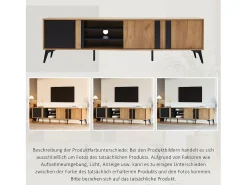 Móvel De Tv|Merax Móvel de TV com 3 portas e 3 nichos abertos - 180 x 40 x 50 cm - Aglomerado - Marrom e Preto