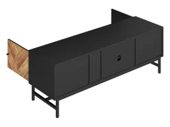 Móvel De Tv* Móvel de TV com 2 portas e 3 compartimentos, Móvel de TV com pés de suporte de metal, Preto