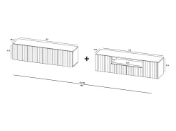 Outlet Móvel de TV com 7 portas e nicho – corpo mate, fachadas caneladas mate – 300 cm Preto